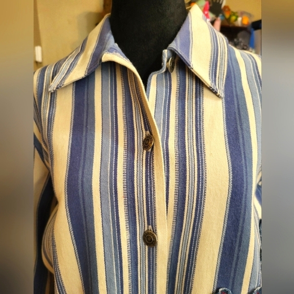 Vintage Sag Harbor Sport Denim Chambray Stripes button up Small - Picture 8 of 12